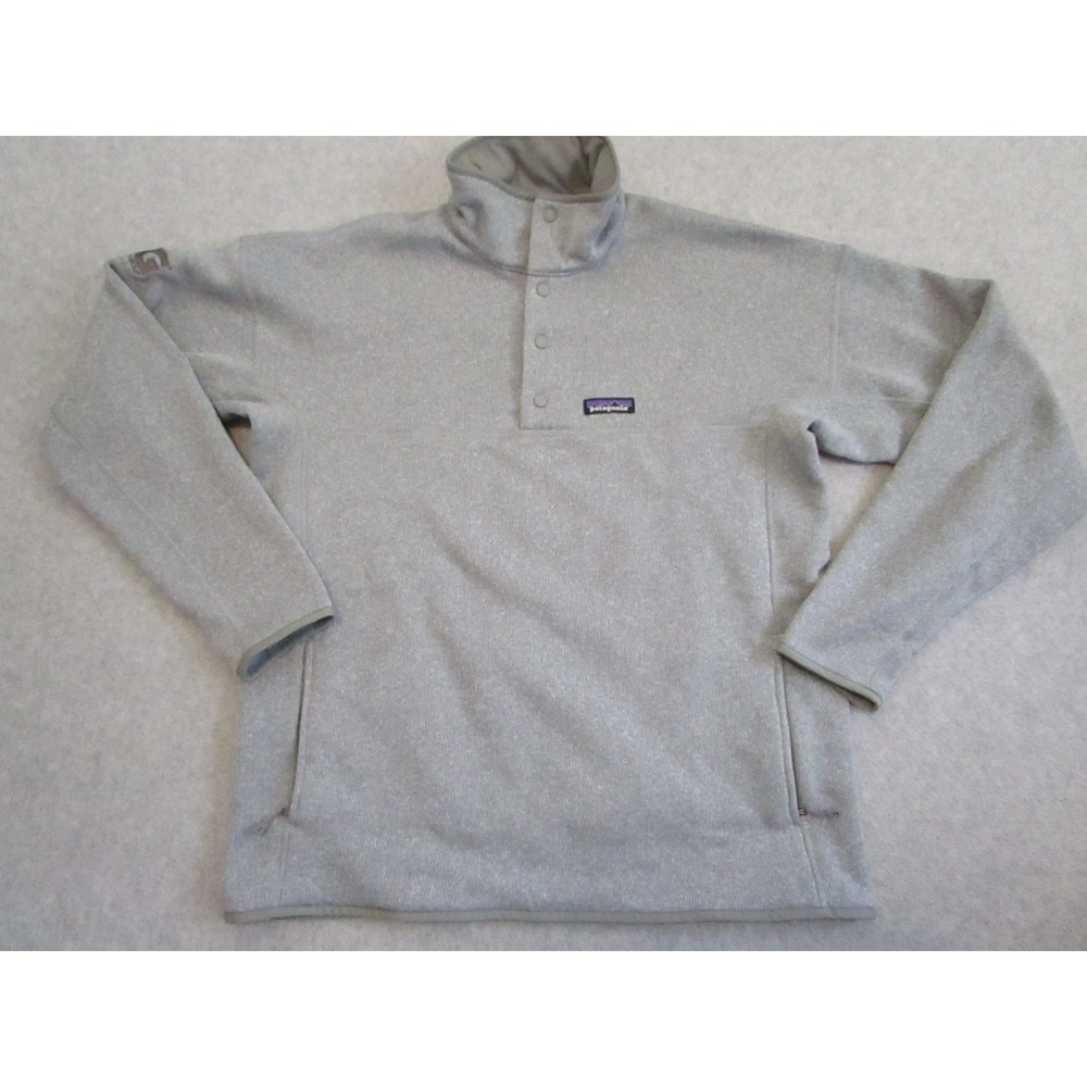 Patagonia Lightweight Better Sweater Mens Large Gray Snap Neck Fleece Hiking